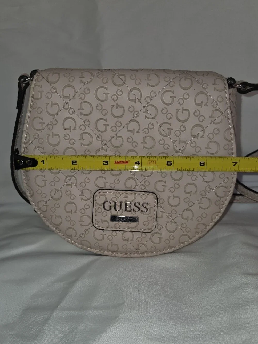 GUESS Light Beige Quilted Logo Crossbody Bag